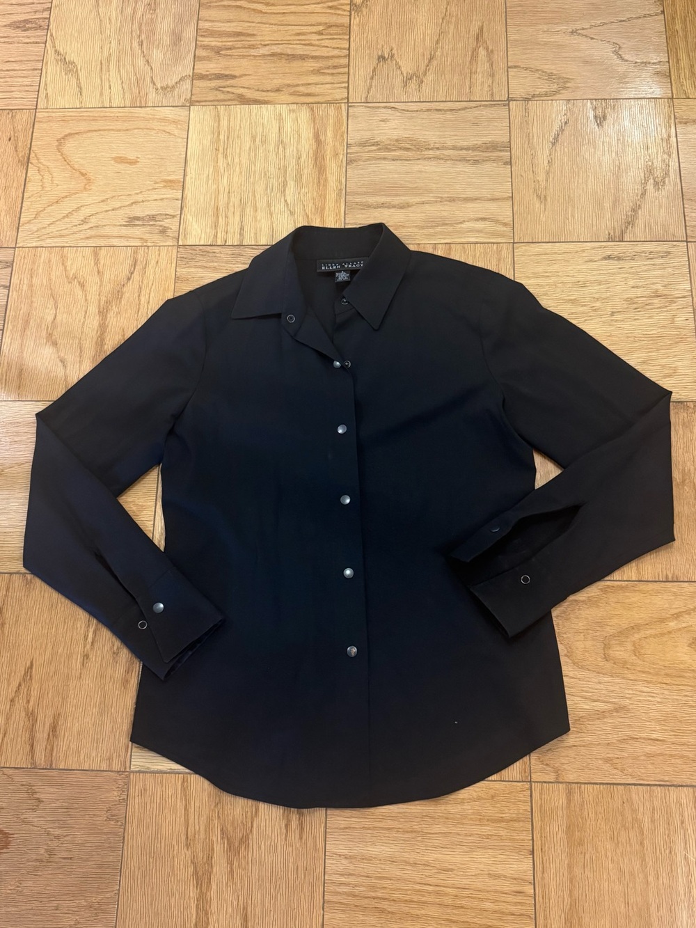 Wool Ellen Tracy Black Button Down Shirt
